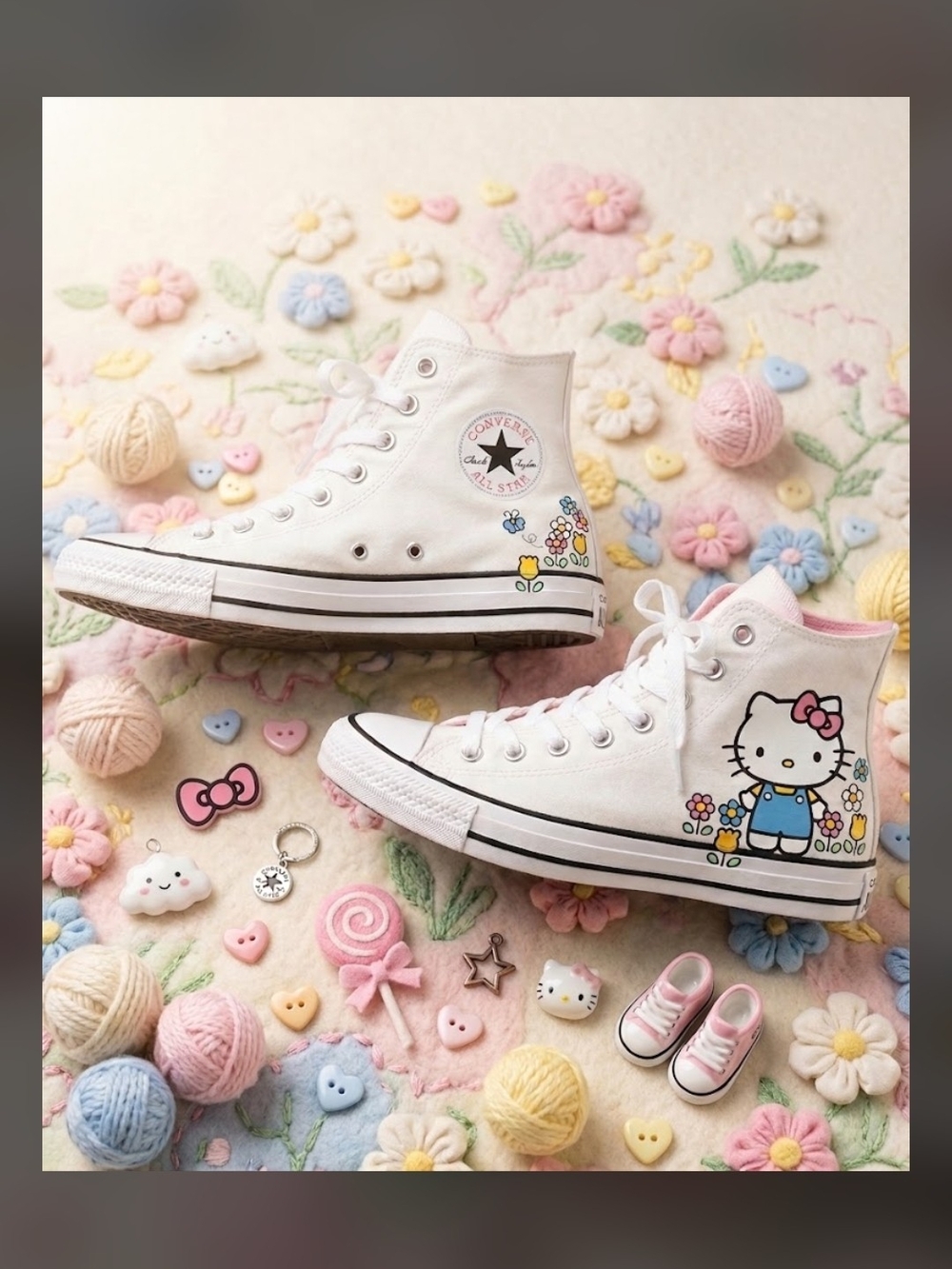 Converse Hello Kitty Chuck Taylor All Star 'Flowers' High Tops- Size 8.5Women